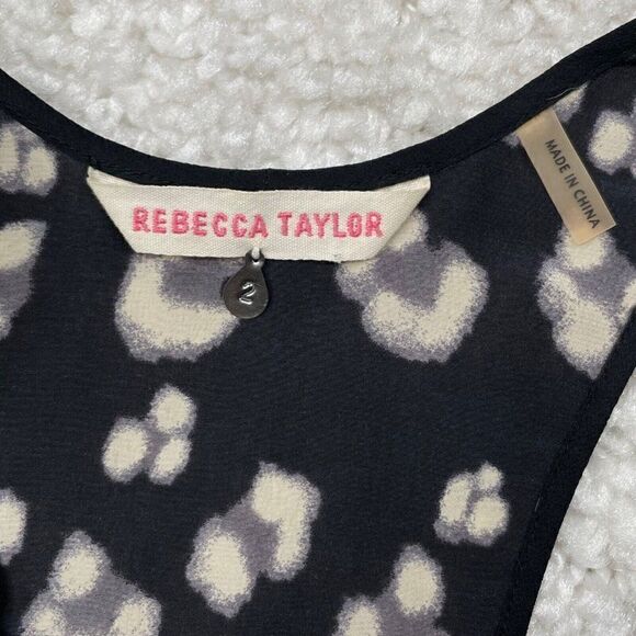 Rebecca Taylor Silk Floral Print Blouse Tank Black - Picture 3 of 8